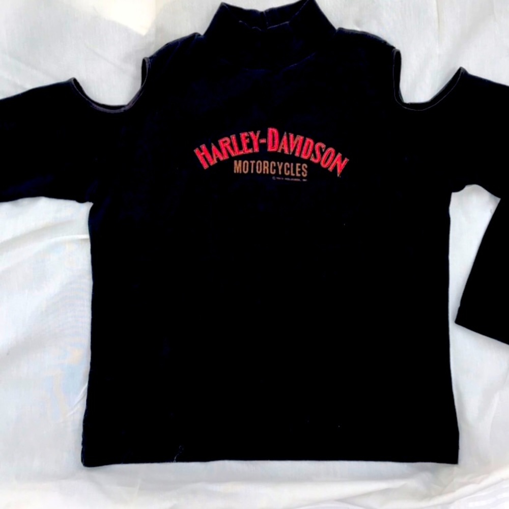 Vintage Harley Davidson black low turtle neck Tshirt long sleeved - Picture 3 of 13